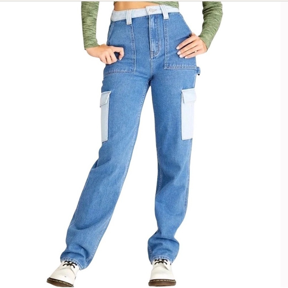 90s Bf Carpenter Pacsun Cargo Two-Tone Baggy Jeans Size 27
